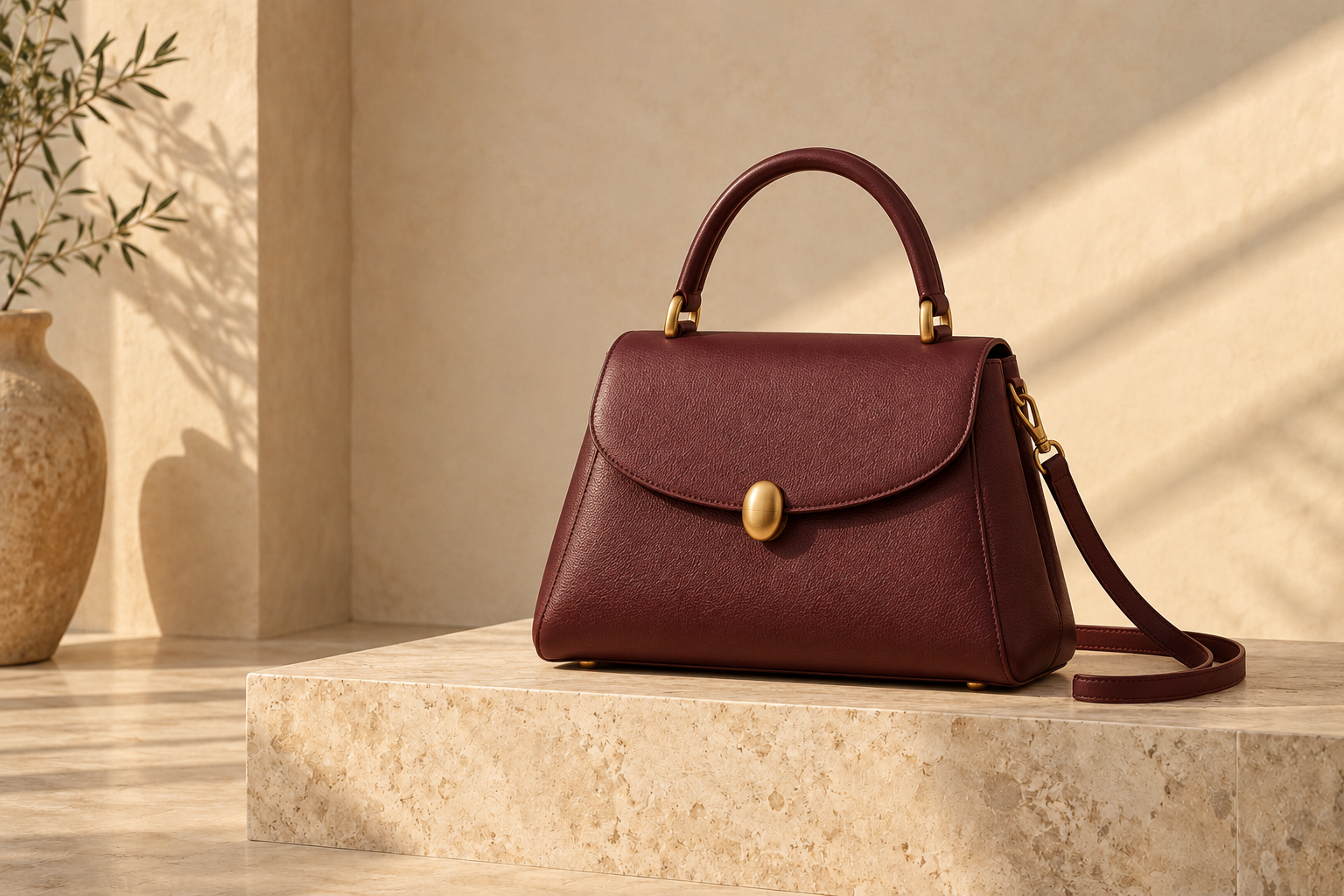 The Élise handbag in Bordeaux leather
